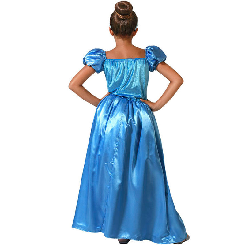 Disfraz para niña de Princesa azul de cuento Espalda