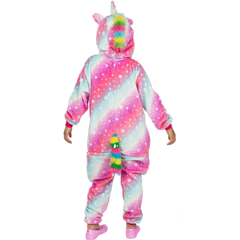 Disfraz de Unicornio multicolor onesie para niña Espalda