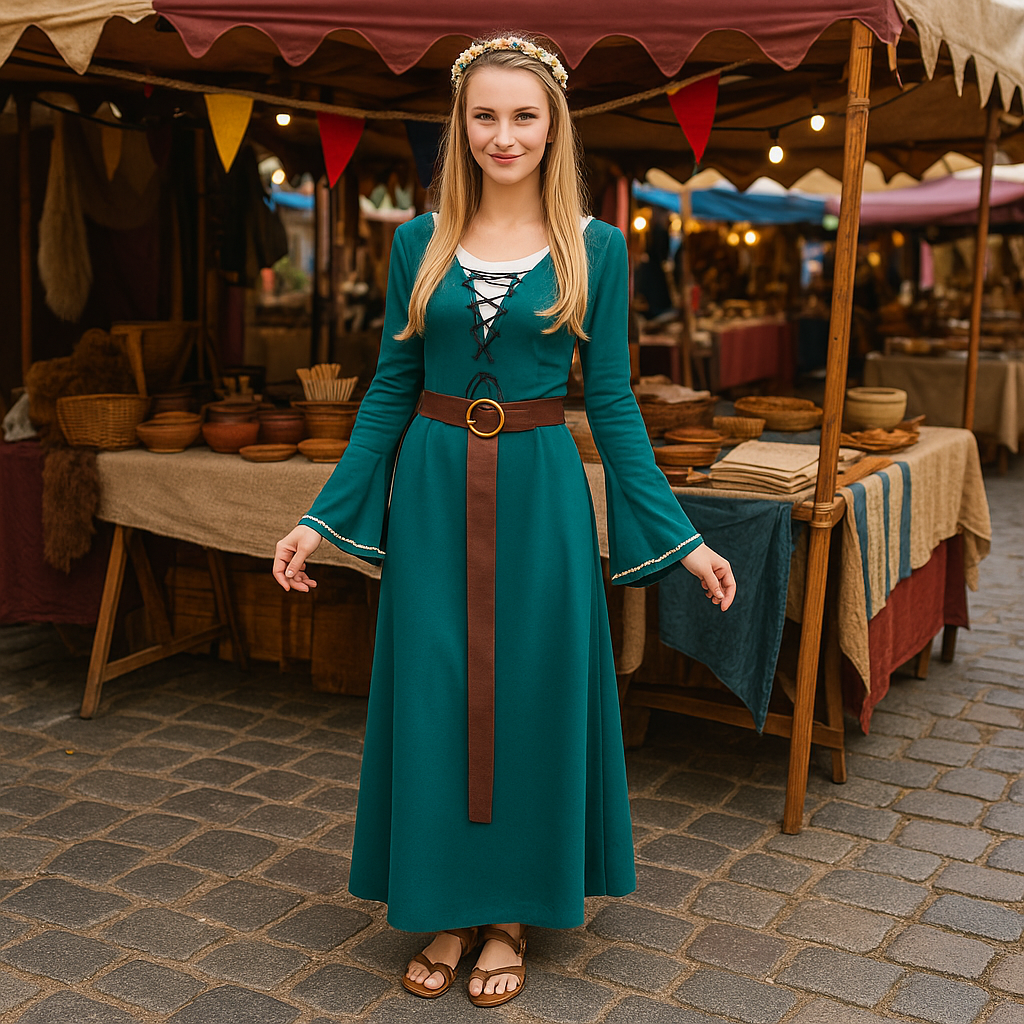 Costume da Fanciulla Medievale Verde per donna