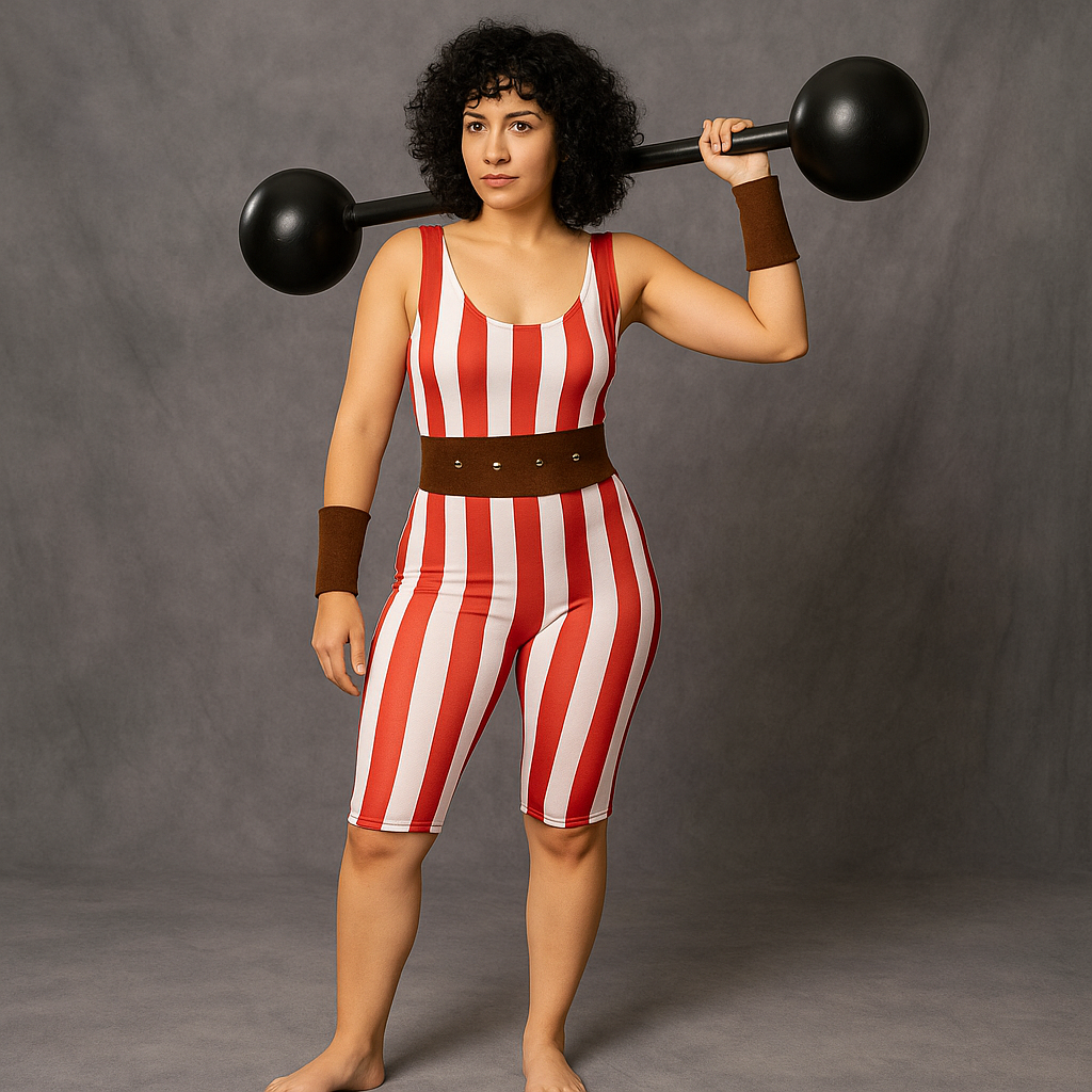 Costume da Forzuda Circo a righe per donna