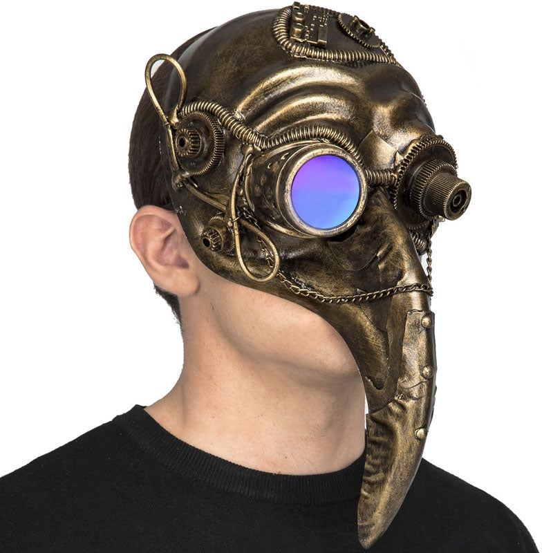 Maschera da medico della peste in pelle: maschera da uccello steampunk, marrone o nera - Italia