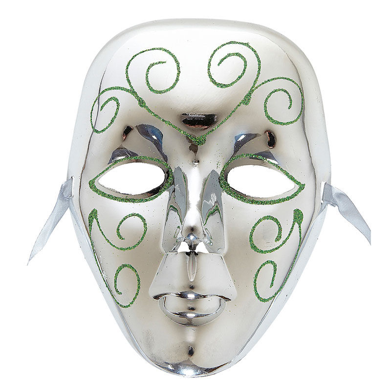 Maschera Da Pipistrello Con Brillantini Neri E Argento