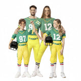 Gruppo Giocatori di Football Americano in Uniforme Verde