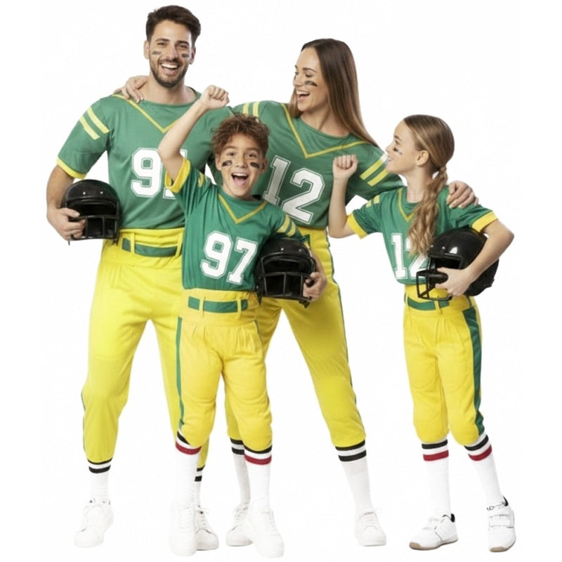 Gruppo Giocatori di Football Americano in Uniforme Verde
