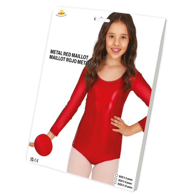 Disfraz de Body Rojo Metalizado Manga Larga para niña Packaging