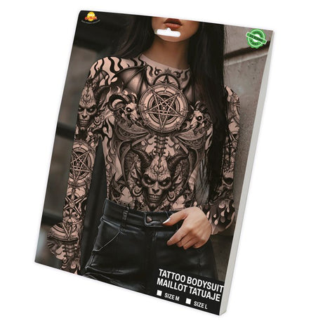 Body de disfraz Efecto Tatuajes Satánicos para mujer Packaging