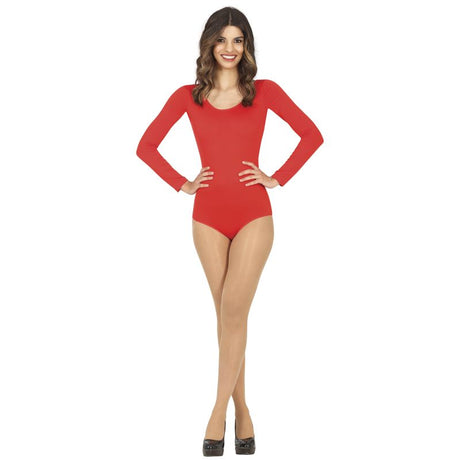 Disfraz de Body Rojo Manga Larga para mujer