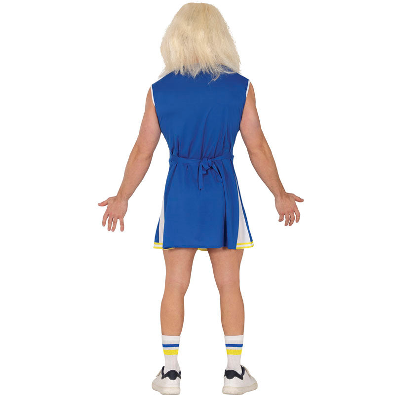 Disfraz de Animadora azul para hombre Espalda