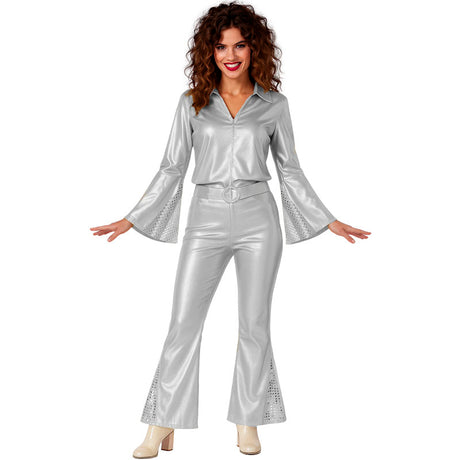 Disfraz de Disco Cowboy plata para mujer