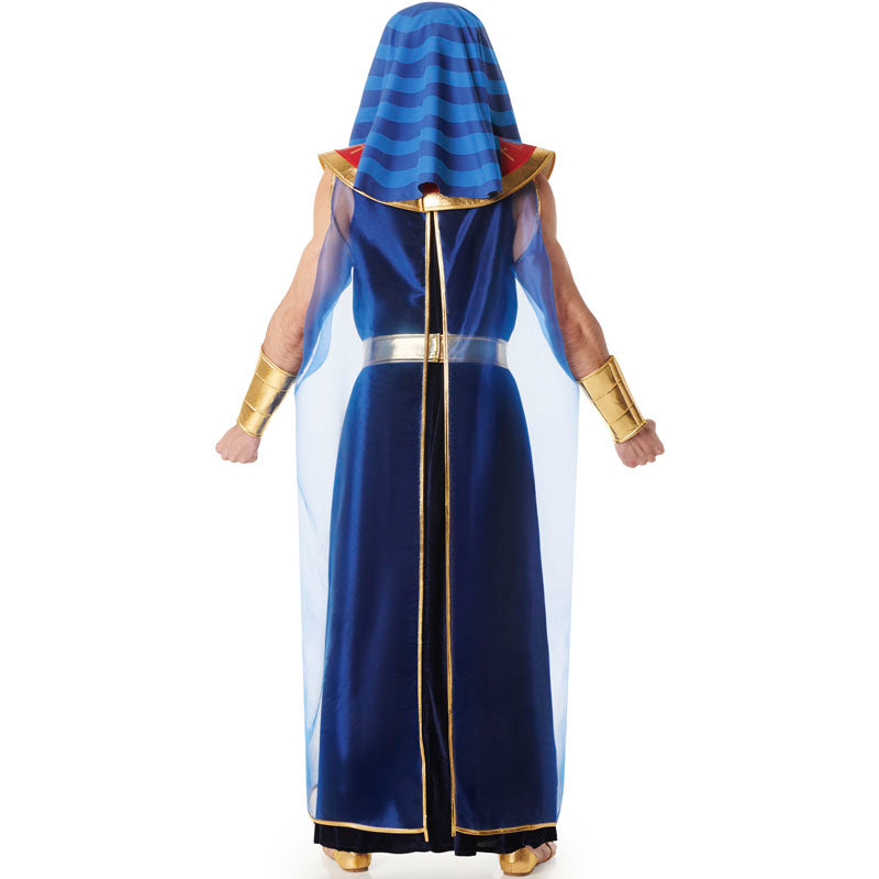 Disfraz de Egipcio terciopelo azul para hombre Espalda