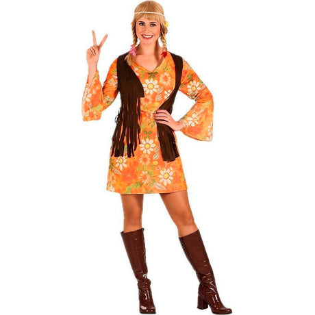 Disfraz de Hippie Marrón Mujer