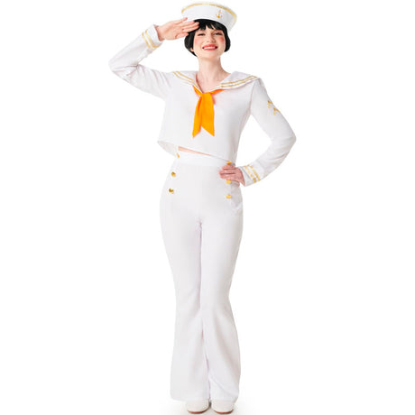 Disfraz de Marinera blanco y dorado para mujer