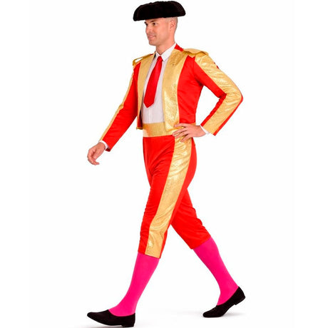 Disfraz de Torero rojo y dorado para hombre perfil