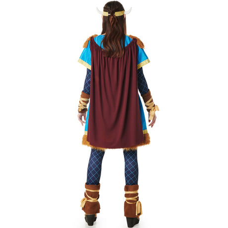Disfraz de Vikinga azul para mujer Espalda