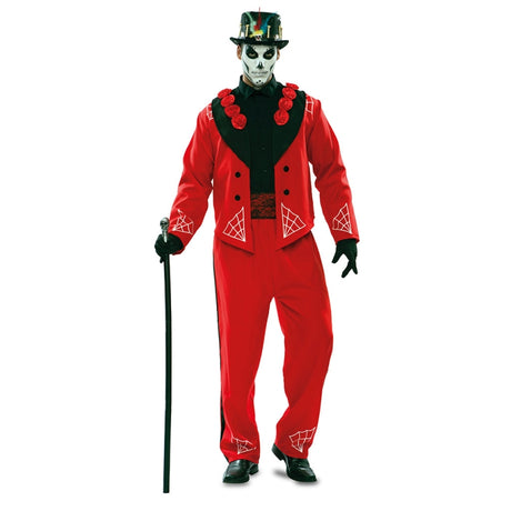 Disfraz de Esqueleto Mexicano rojo para hombre