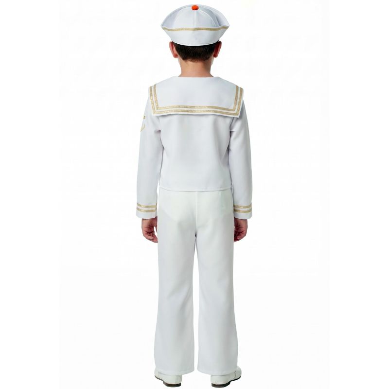 Disfraz de Marinero blanco y dorado Infantil Espalda Bis
