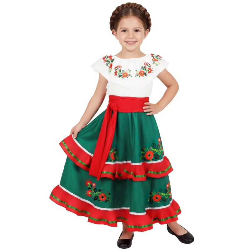 Disfraz de Mexicana verde para niña