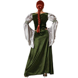 Disfraz para mujer de Dama medieval verde Espalda
