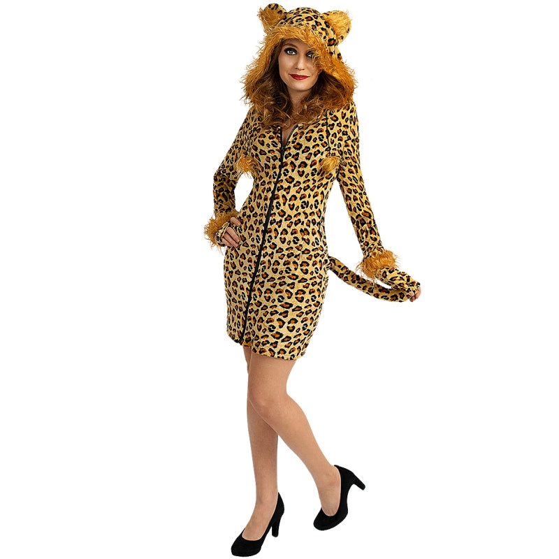 Costume Da Leopardo Per Bambini In Flanella Morbida Con Papillon E Adesivo, Per Halloween E Carnevale (Taglie 100-130) - 3