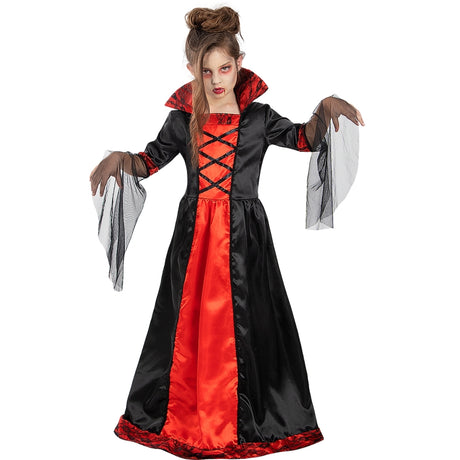 Disfraz de Vampiresa Roja para niña