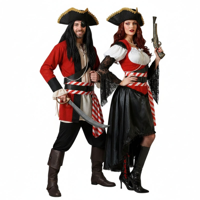 Costumi di coppia Pirati Rossi