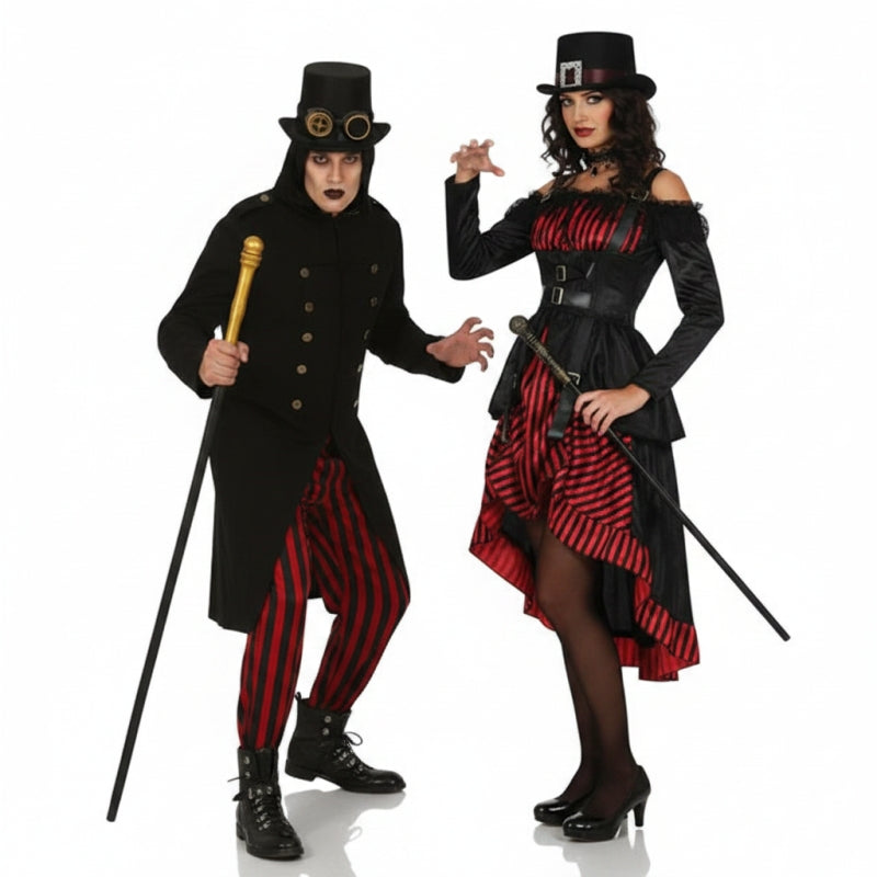 Costumi di coppia Vampiri Lord e Lady Steampunk