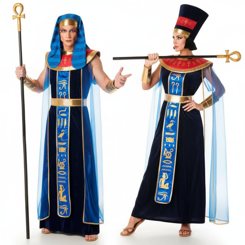 Costumi di coppia Egiziani in Velluto Blu