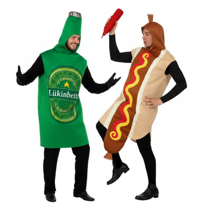 Costumi di coppia Bottiglia di Birra e Hot Dog