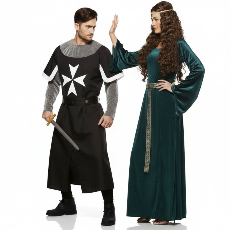 Costumi di coppia crociati e regina medievale