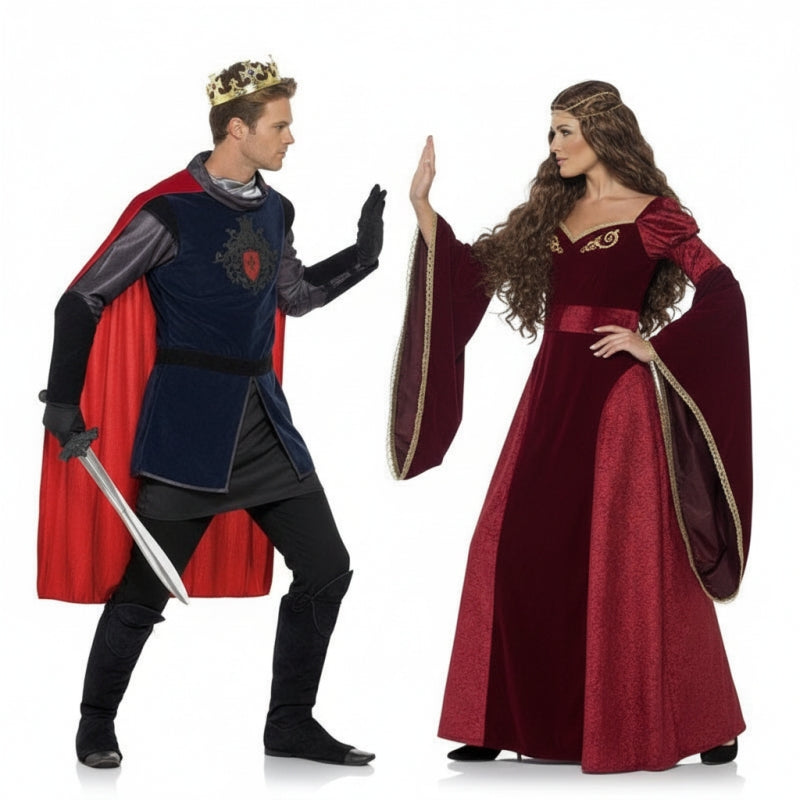 Costumi di coppia re medievali rossi
