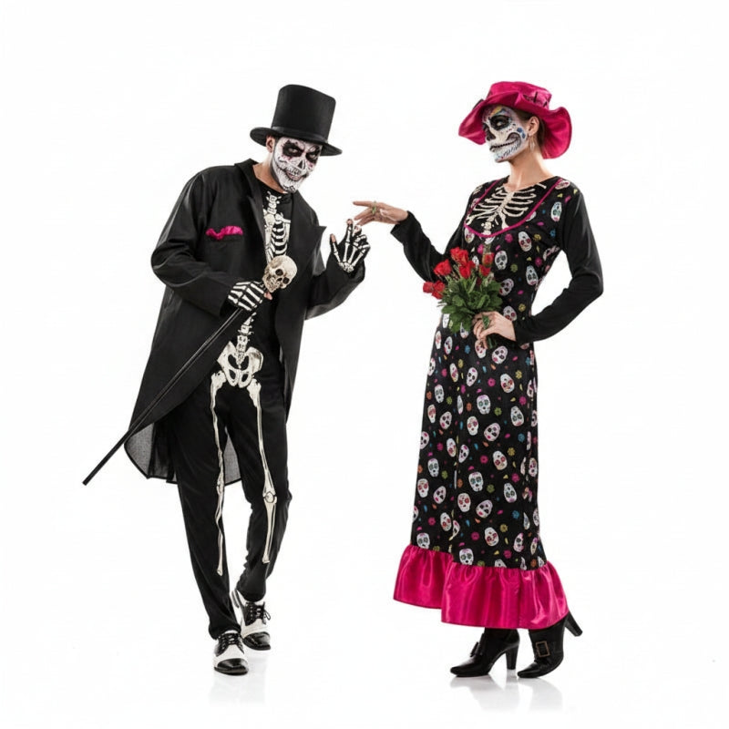 Costumi di coppia scheletri Catrina