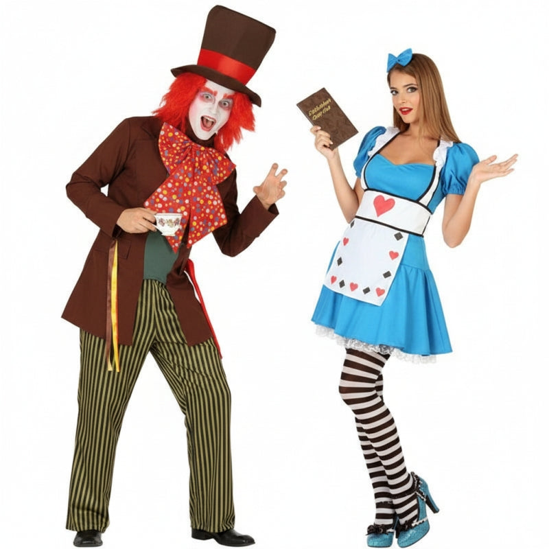 Costumi di coppia Cappellaio Matto e Alice paese meraviglie
