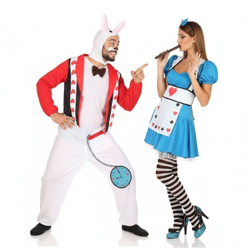Costumi di coppia Alice Wonderland e Coniglio bianco