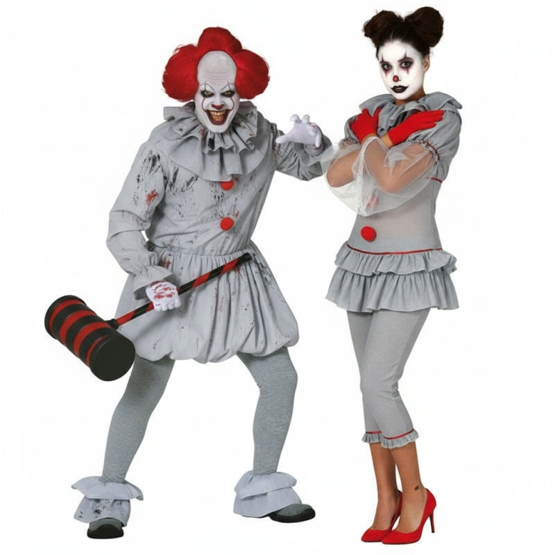Costumi di coppia Pagliacci assassini grigi