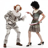 Costumi di coppia Pagliacci diabolici grigi