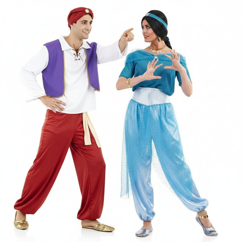 Costumi di coppia Principe Aladino e principessa Jasmine
