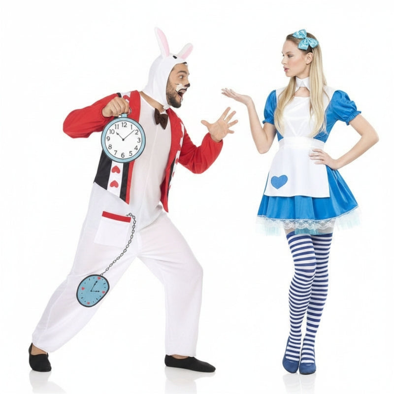 Costumi di coppia Alice sexy e il coniglio bianco