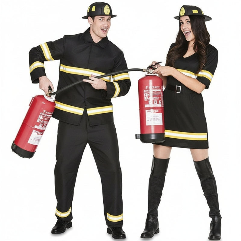 Costumi di coppia Pompieri in uniforme nera