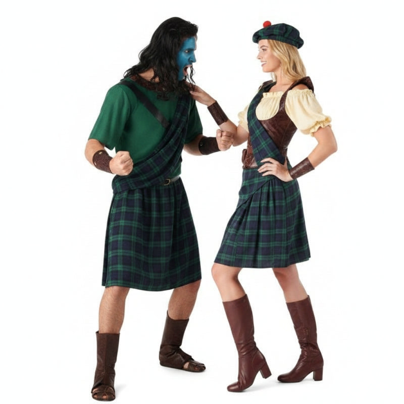 Costumi di coppia Escocesi verdi di Braveheart