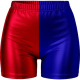 Pantalón Corto de disfraz Azul y Rojo Metalizado para mujer Detalle