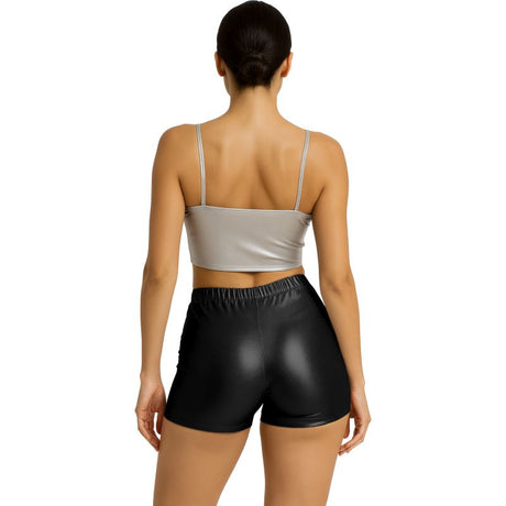 Pantalón Corto de disfraz Negro Metalizado para mujer Espalda