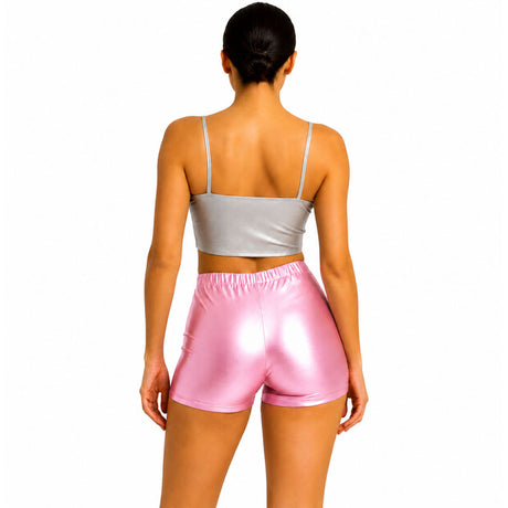 Pantalón Corto de disfraz Rosa Metalizado para mujer Espalda