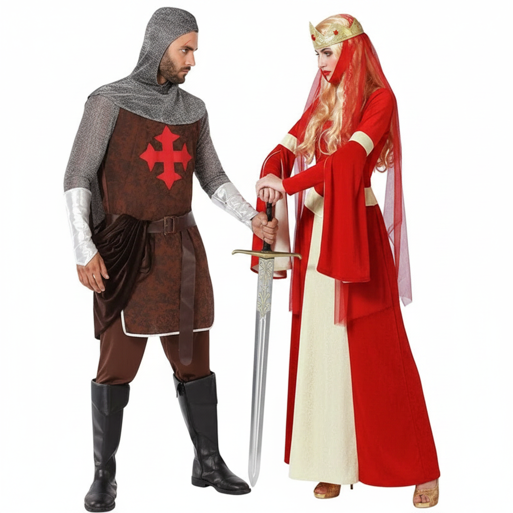 Costumi di coppia Cavaliere medievale e principessa