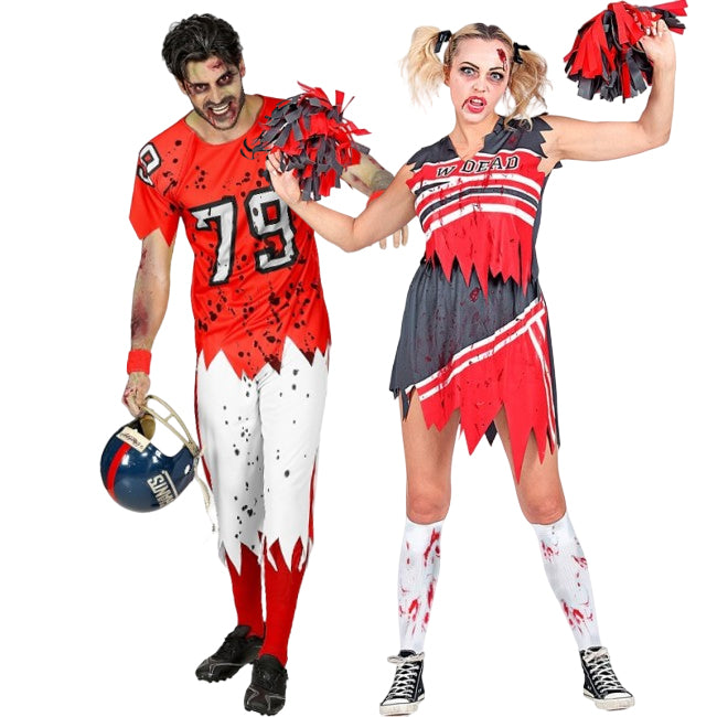 Pareja de Fútbol Americano y Animadora Zombies