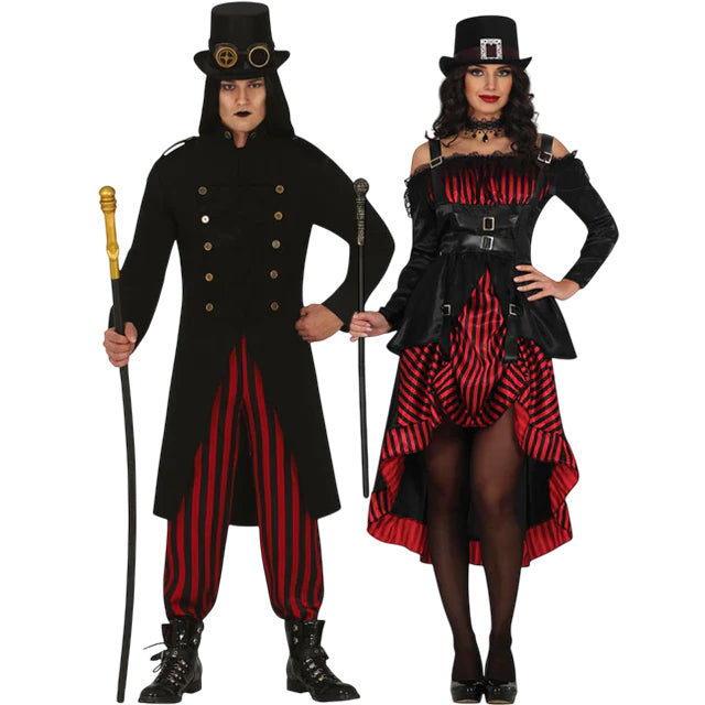Costumi di coppia Vampiri Lord e Lady Steampunk