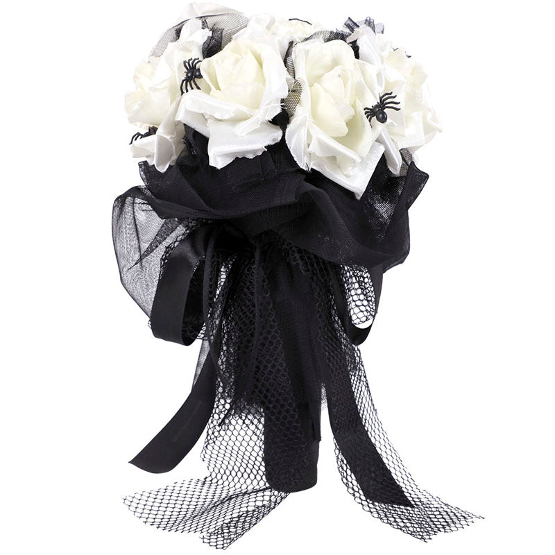 Lovmeety Bouquet da sposa artificiale, fiori vintage neri con fiori da sposa che tengono fiori per Halloween composizione floreale per cerimonia nuziale Halloween decorazione per feste in casa Lovmeety Bouquet da sposa artificiale, fiori vintage neri con fiori da sposa che tengono fiori per Halloween composizione floreale per cerimonia nuziale Halloween decorazione per feste in casa