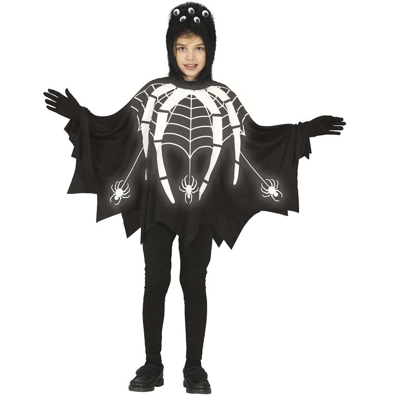 Costume Halloween Adulto Fantasma Nero Con Ragnatela E Ragno Completo Di Cappello A Cilindro Taglia X1 - Foto 5