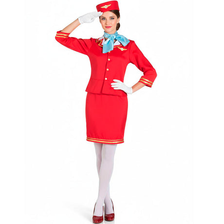 Disfraz de Azafata Vuelo Roja para mujer Bis