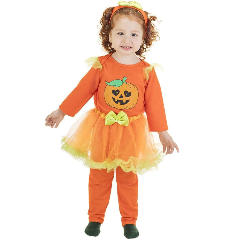 Costume Da Zucchetta Per Bambina FIESTAS GUIRCA - Tuta Halloween Arancione, Taglia 18-24 Mesi (89-93 Cm)