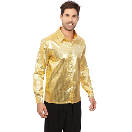 Camicia dorata con paillettes stile disco anni ’70